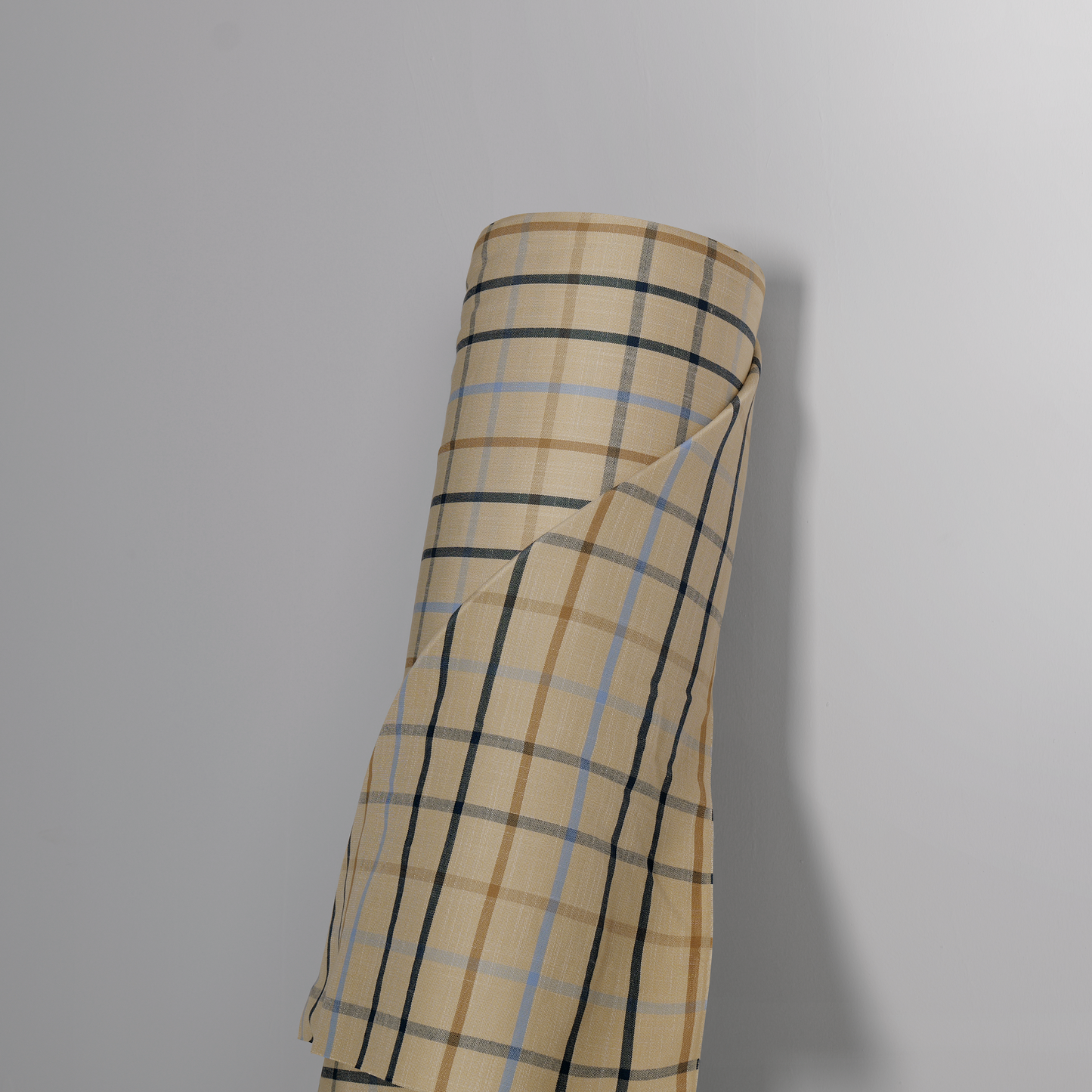 Mid-weight Windowpane Check Fabric Cotton, Sky Blue, AR460033