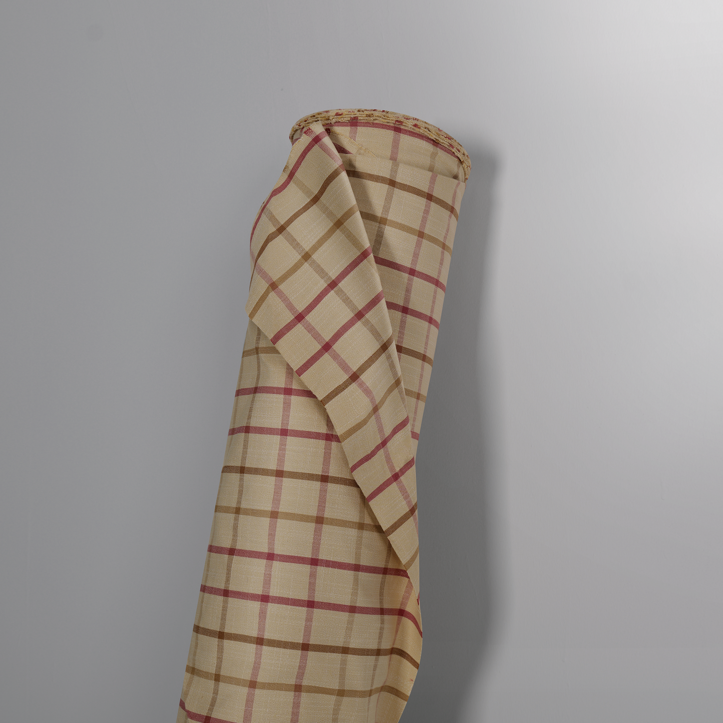 Mid-weight Windowpane Check Fabric Cotton, Dusky Rose, AR460036