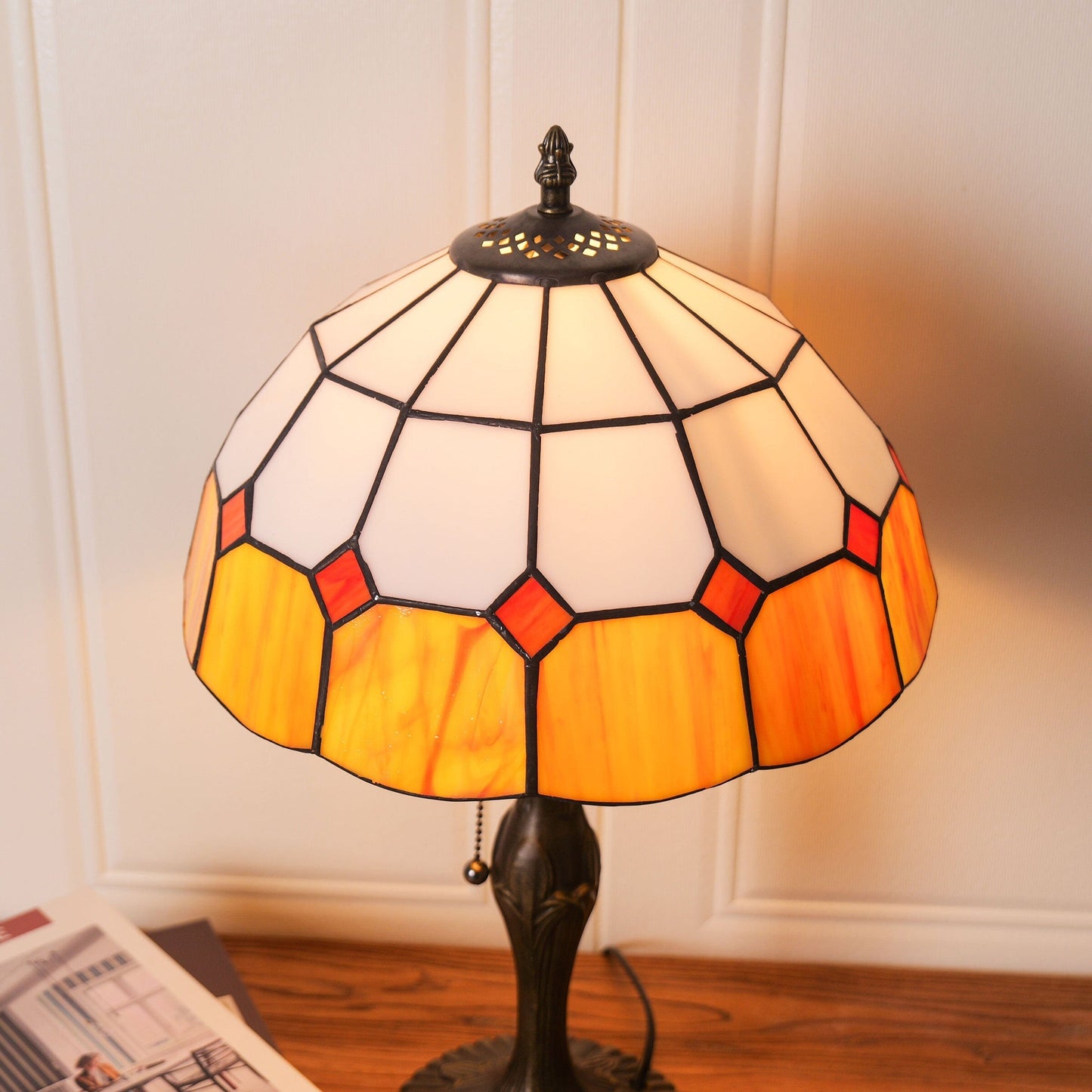 Lightsin Tiffany Table Lamp | Handcrafted Stained Glass Block Series Lightsin UK