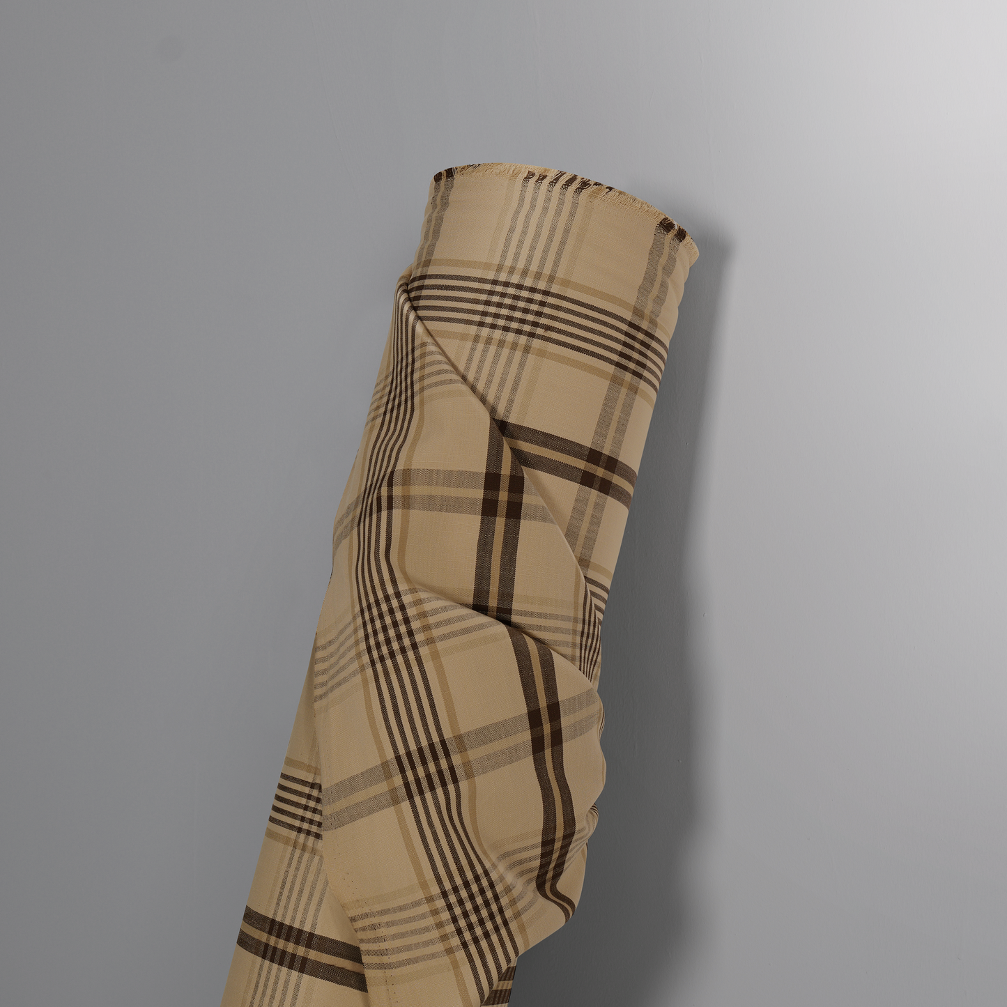 Mid-weight Plaid Fabric Cotton, Beige Taupe, AR460042