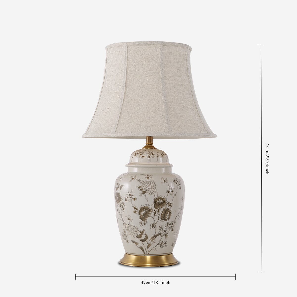 Chrysanthemum Ceramic and Copper Table Lamp with Fabric Shade Lightsin UK