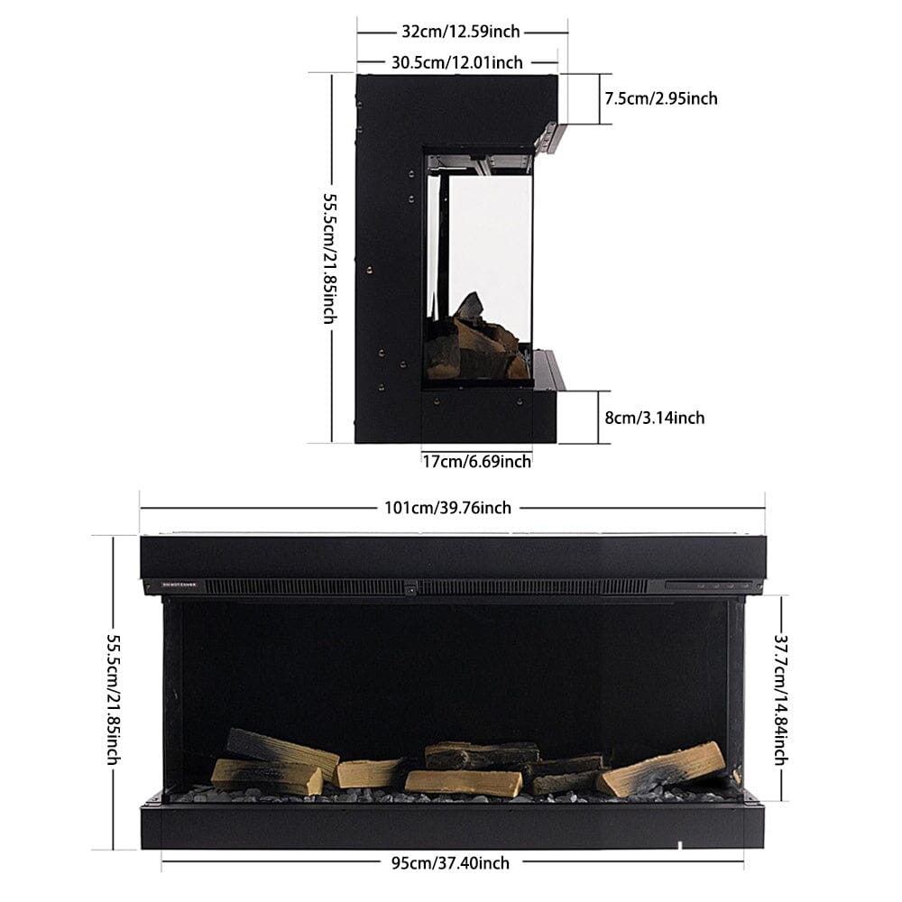 3-Sided Panoramic Smart Electric Fireplace with Customizable Flame & Heating Control Living and Home