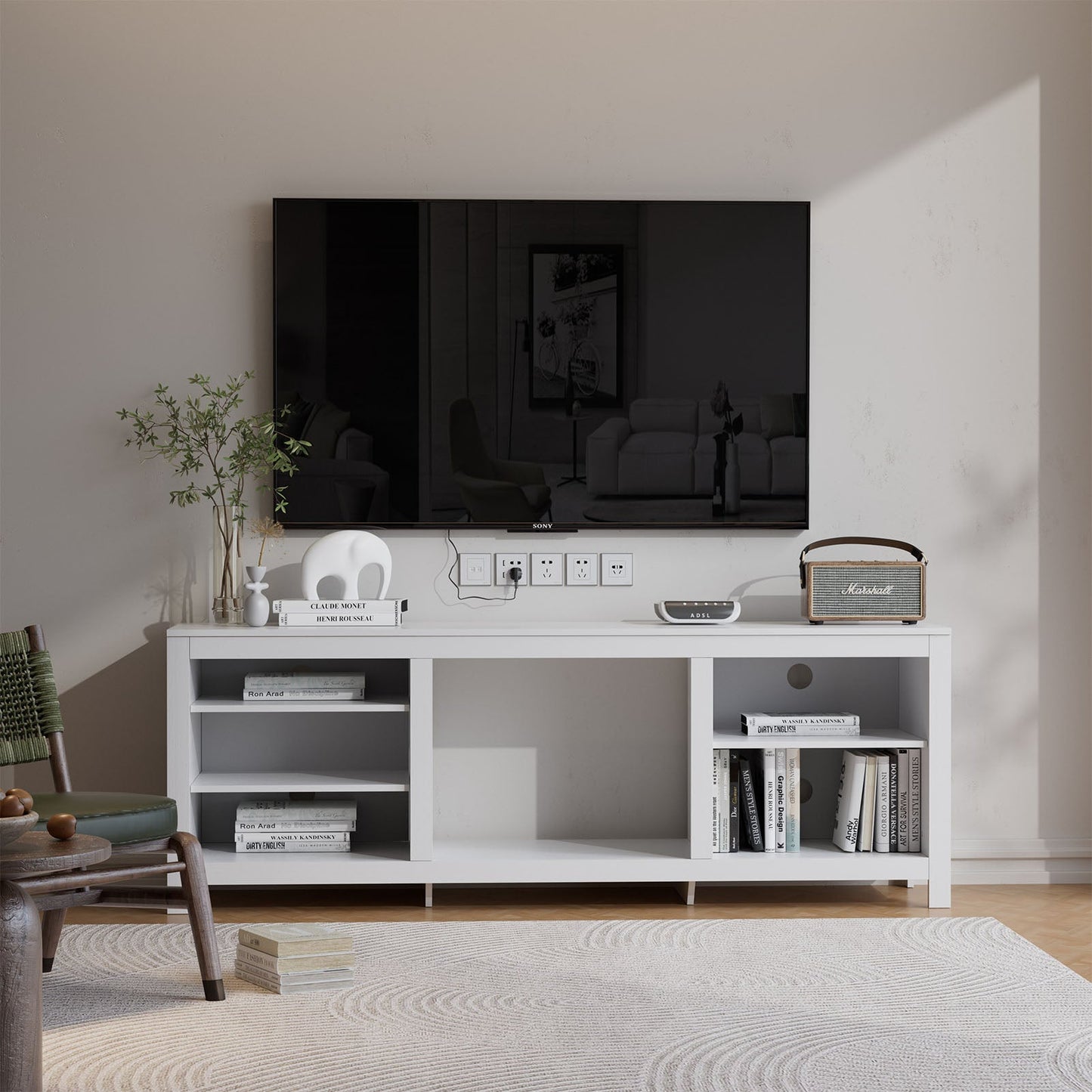 Large Electric Fireplace TV Stand with 23Inch Fireplace | 12 Flame Colours, Remote Control