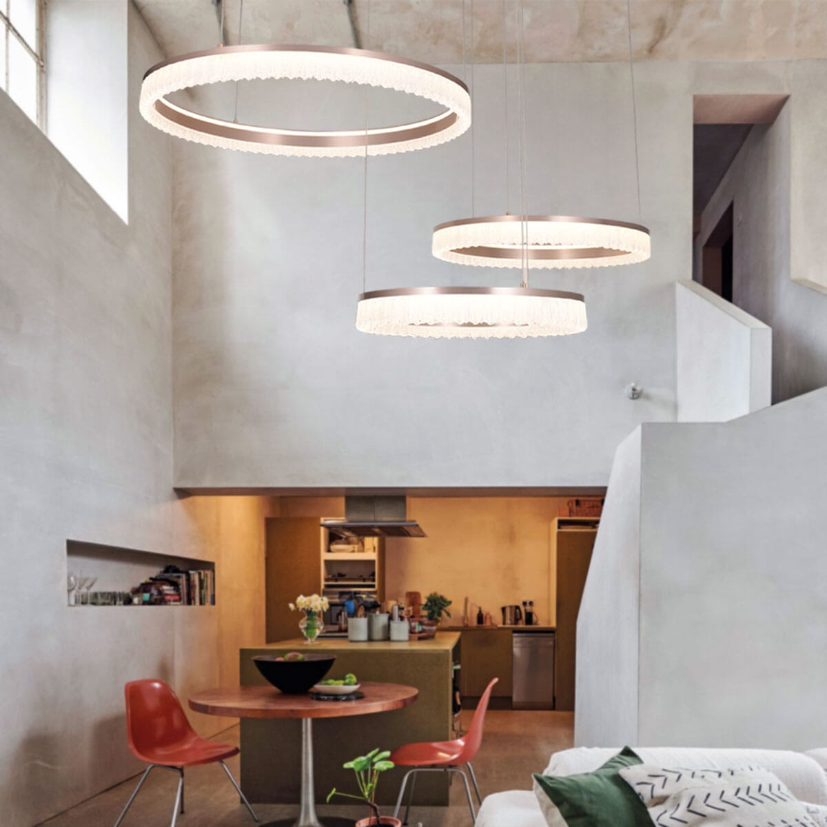 Lightsin Red Aluminum Stepless Dimming Circular Pendant Light for Modern Interiors Lightsin UK