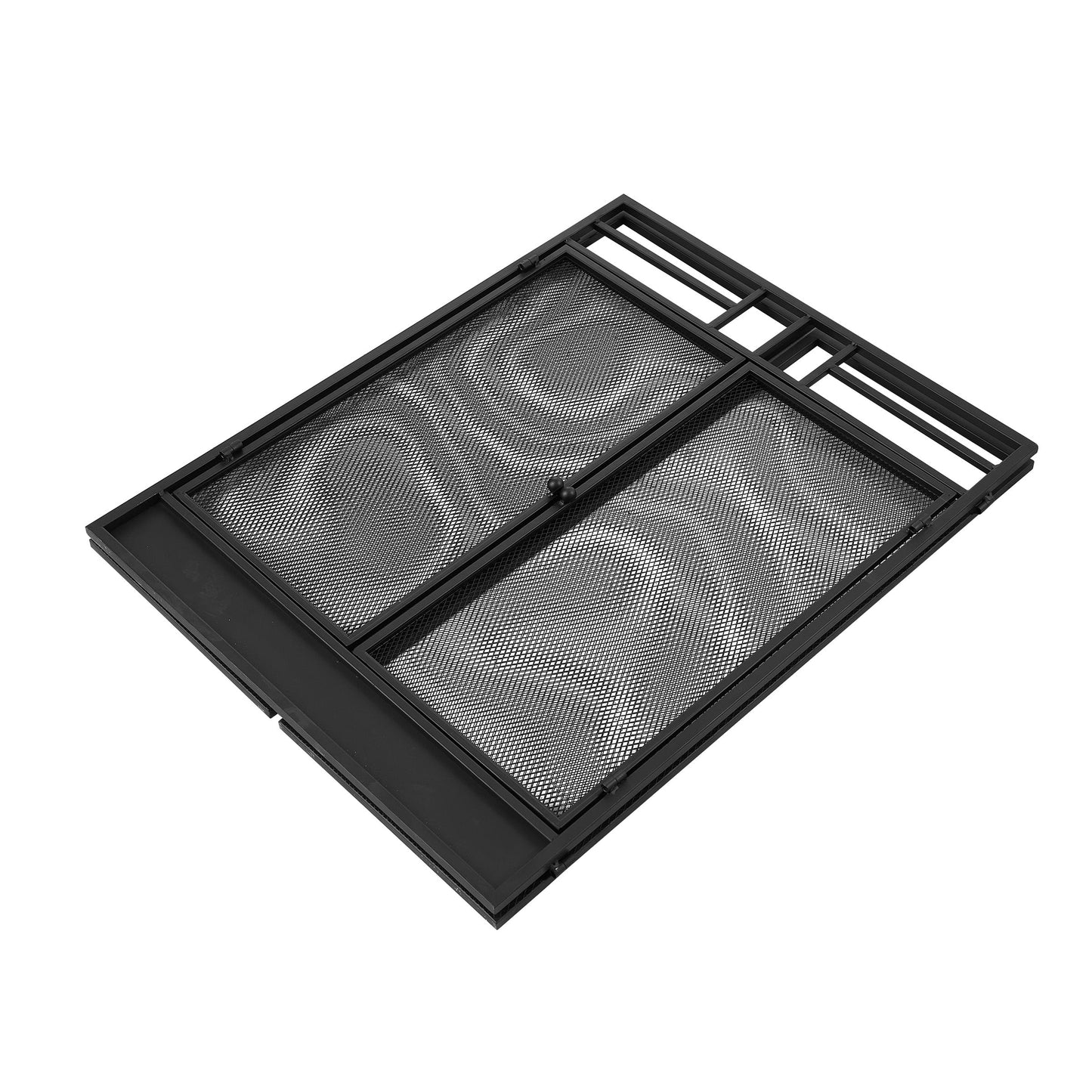 Smallbee Iron Fireplace Screen with 4-Piece Tool Set Black Powder Coated – 122x1.3x80cm