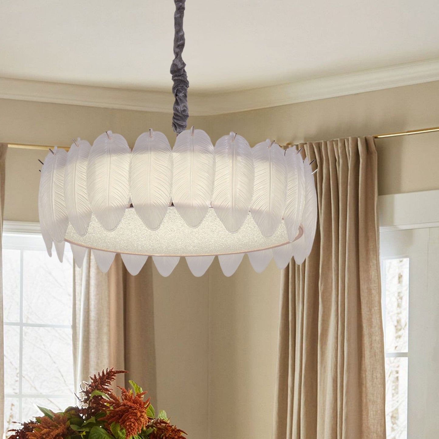 Lightsin Modern Glass Feather-Inspired Dimmable Chandelier Lightsin UK