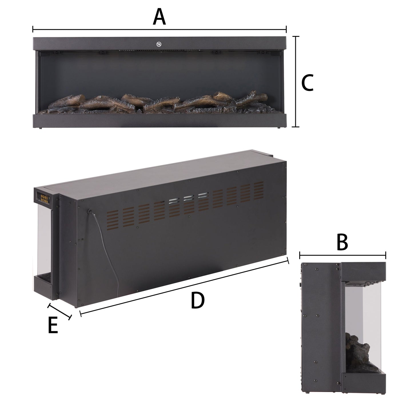 Smallbee 42/48/56/72inch 3-Sided Black/White Electric Fireplace with Remote Control, WiFi Function, Adjustable LED Flames and Heating Modes