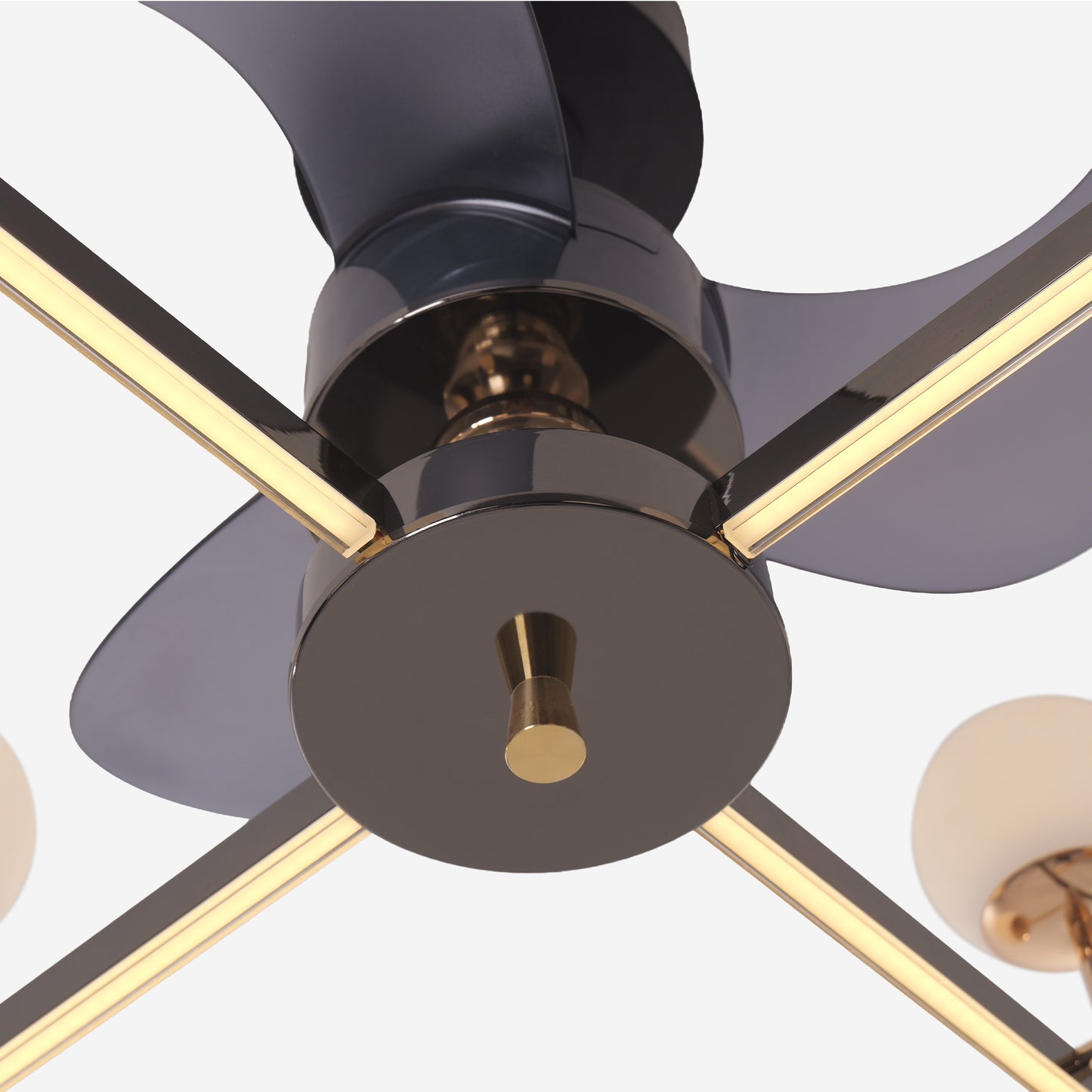 Modern Black & Gold Sphere Finish 3-Blade Ceiling Fan Light with Remote