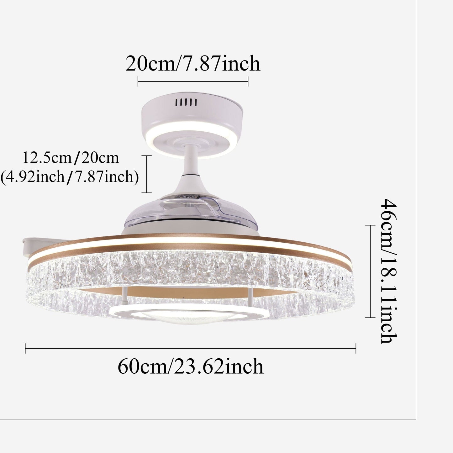 Lightsin Whisper Quiet Reversible Ceiling Fan with Light Acrylic and Metal Fan Ceiling Light Fixture Lightsin UK