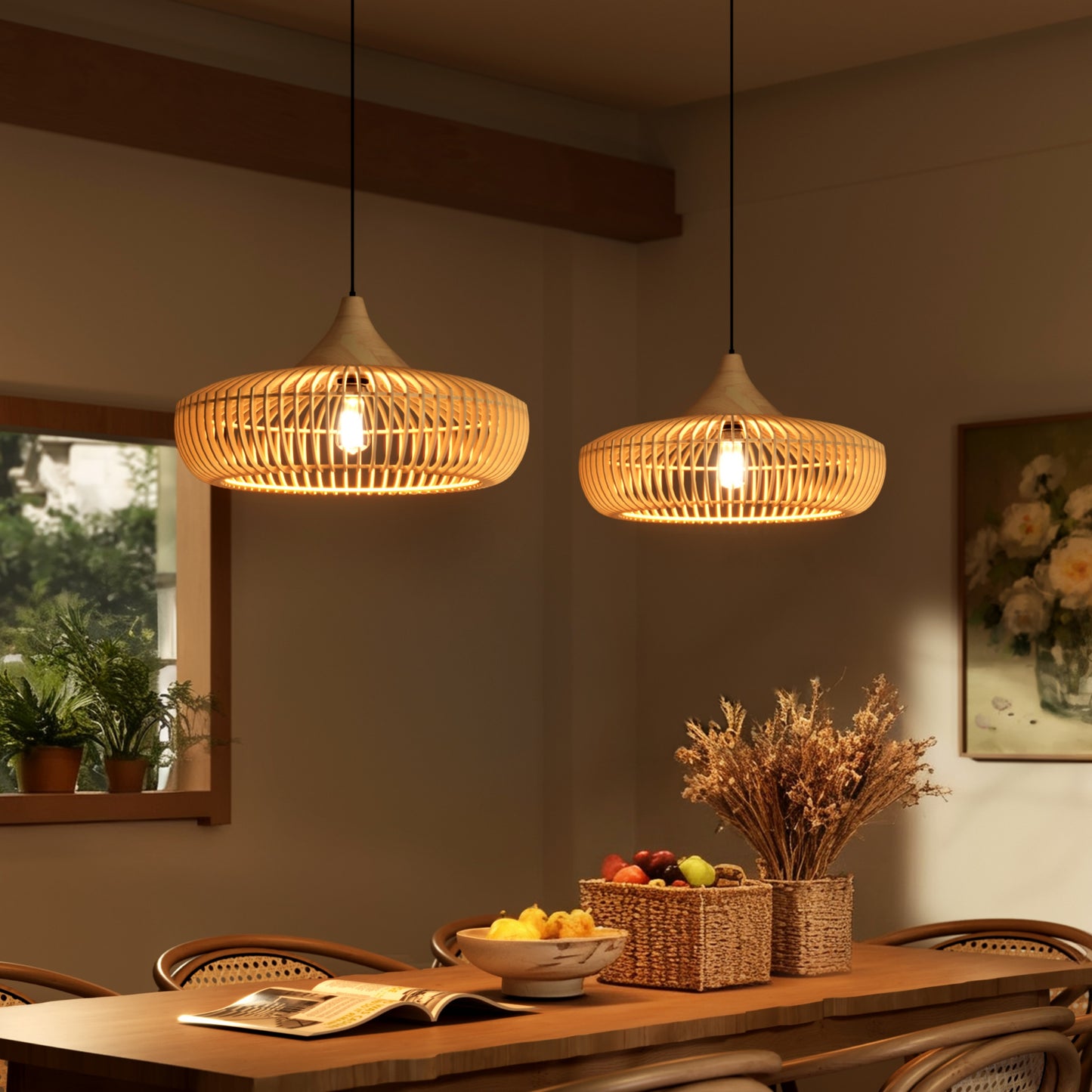 Shadome-Handcrafted Wooden Kitchen Pendant Light Fixtures