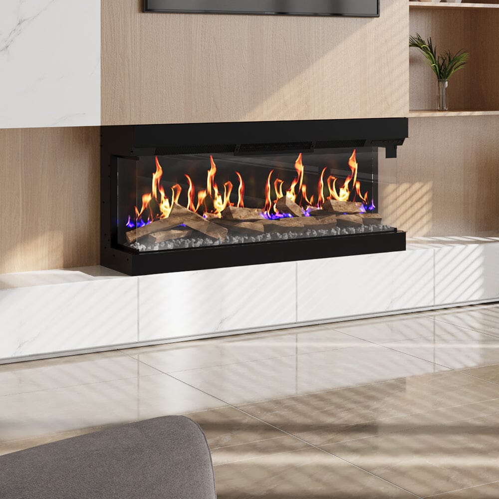 40/50/60/70inch 3-Sided Panoramic Smart Electric Fireplace with Customizable Flame & Heating Control Living and Home