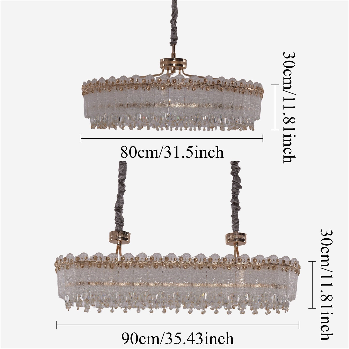 Lightsin Contemporary Crystal Pendant Light Oval and Round Dimmable Ceiling Fixture for Living Room and Hall Lightsin UK