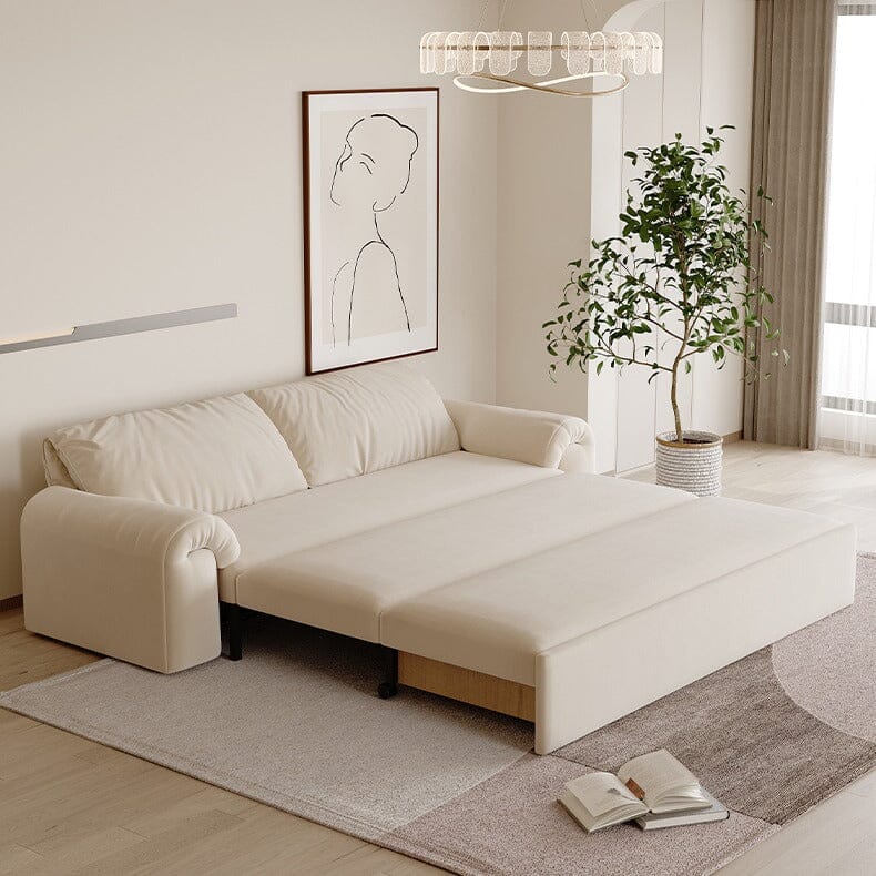 Cottonfy Cream Convertible Sleeper Sofa Bed with Drawers Living and Home