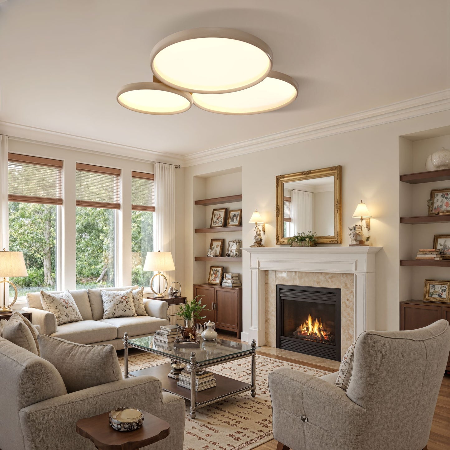 Lightsin Full Spectrum Dimmable Ivory White Aluminum Round LED Ceiling Light Lightsin UK