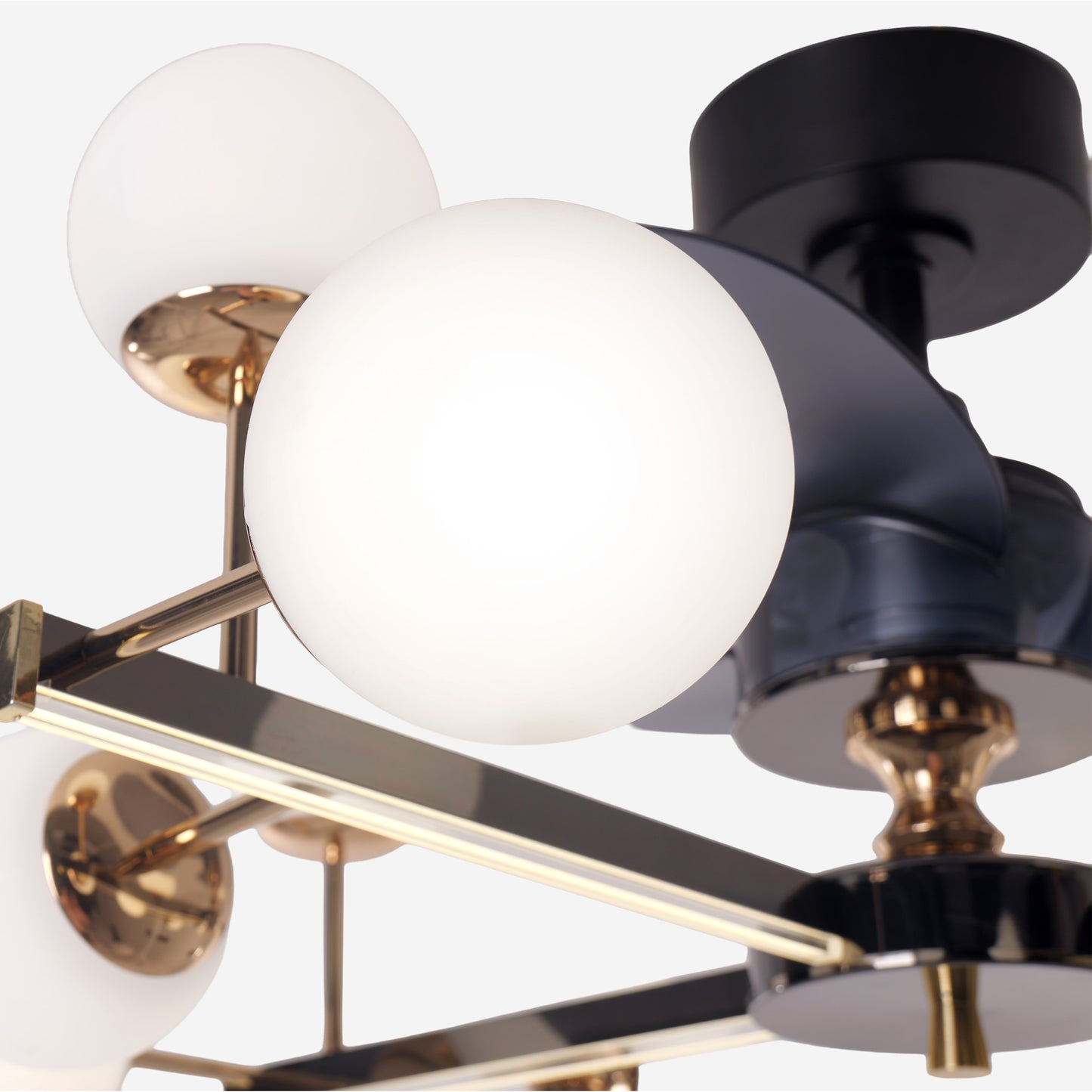 Modern Black & Gold Sphere Finish 3-Blade Ceiling Fan Light with Remote