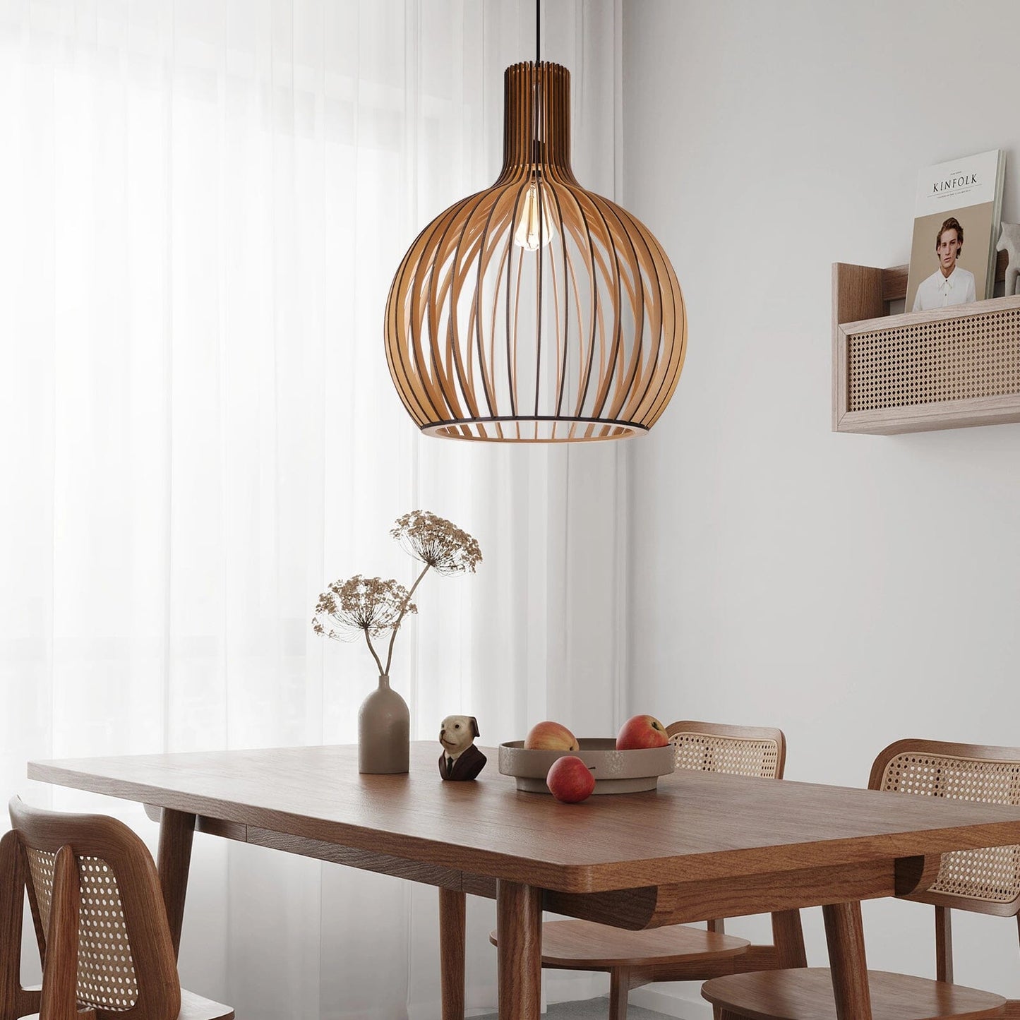 Lightsin Scandinavian LED Wooden Birdcage Pendant Light Lightsin UK