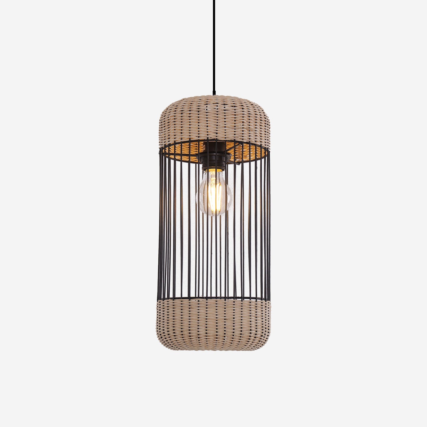 Lightsin Cylinder-Inspired Rattan Pendant Light for Warm Natural Elegance Lightsin UK