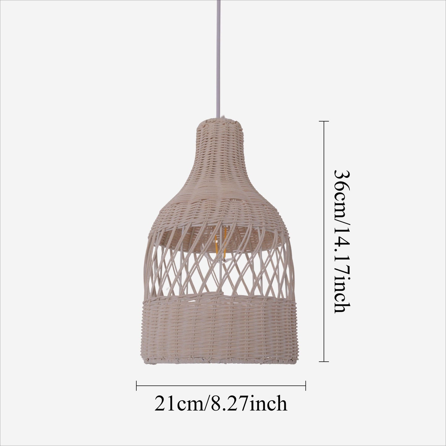Lightsin Sustainable Handwoven White Rattan Light Fixture Lightsin UK