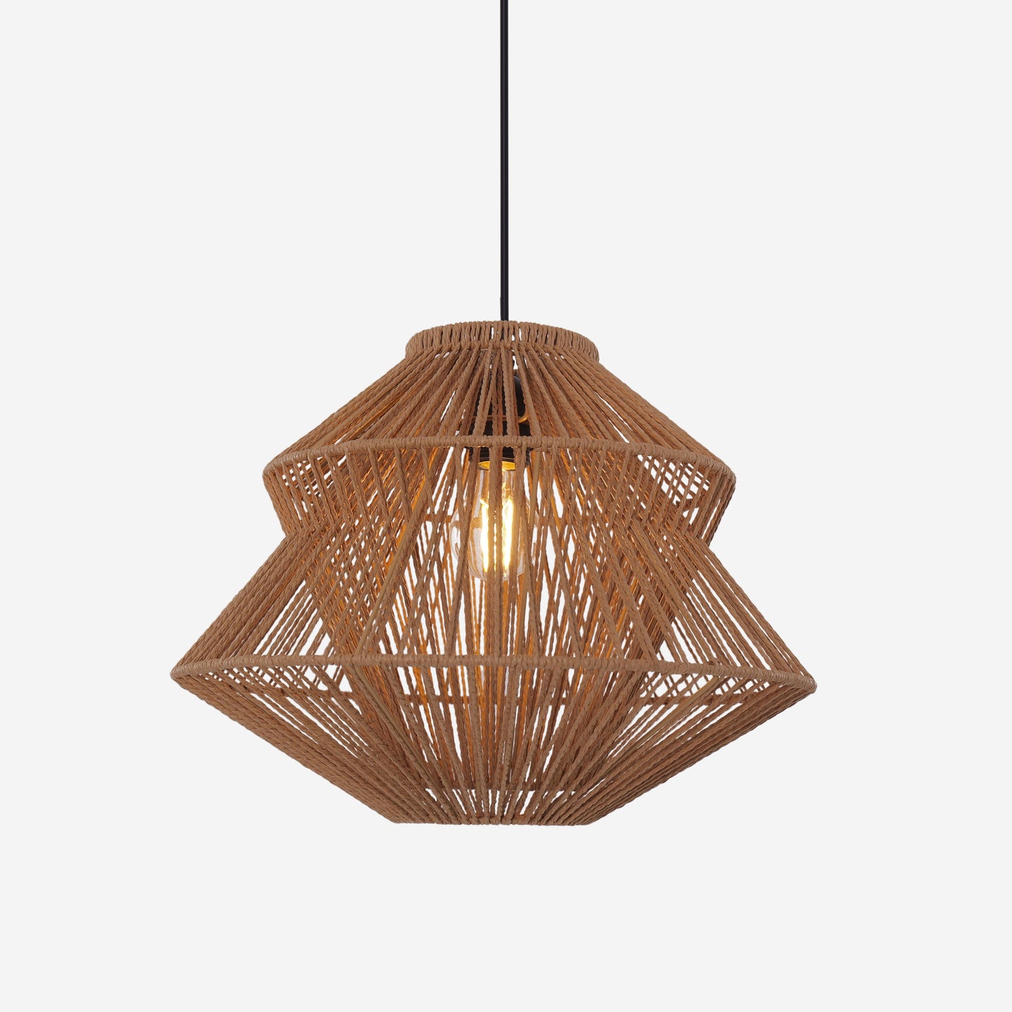 Lightsin Khaki Handwoven Paper Rope Pendant Light with Iron Frame Lightsin UK