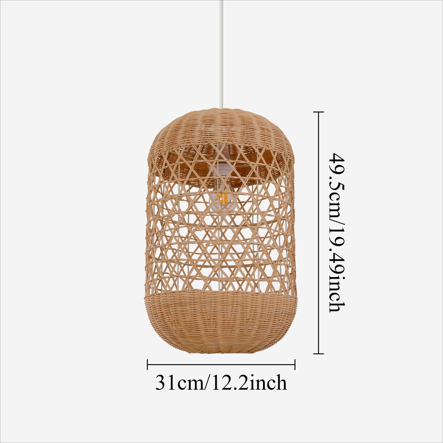 Lightsin Japanese Capsule-Shaped Rattan Pendant Light Lightsin UK 1 Unit