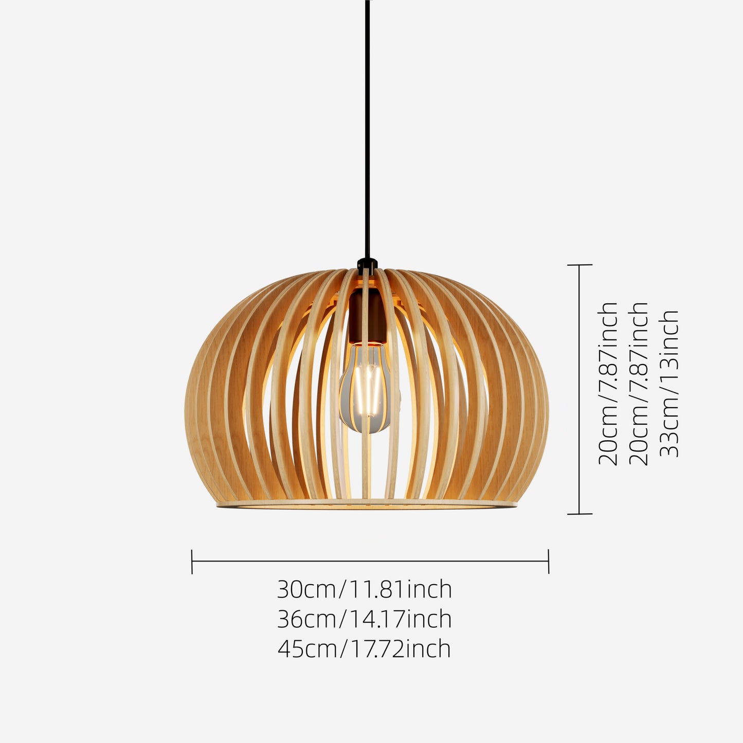 Shadome-Natural Wood Pumpkin Pendant Light Eco Friendly Rustic Hanging Lamp for Home Decor