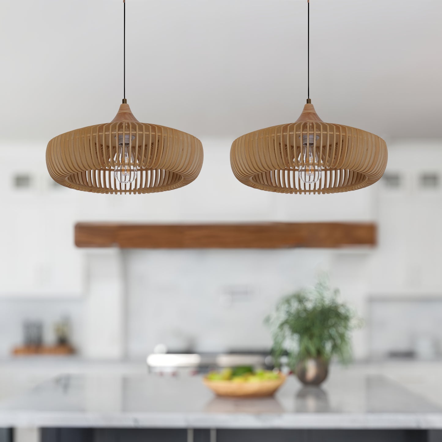 Shadome-Handcrafted Wooden Kitchen Pendant Light Fixtures