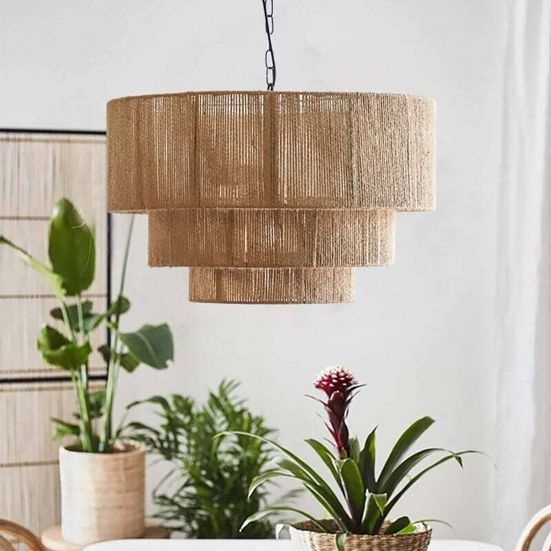 Lightsin Handcrafted Large 3-Tier Hemp Rope Pendant Light Lightsin UK