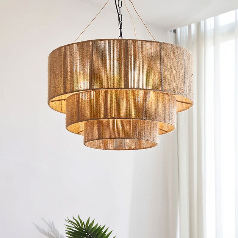 Lightsin Handcrafted Large 3-Tier Hemp Rope Pendant Light Lightsin UK
