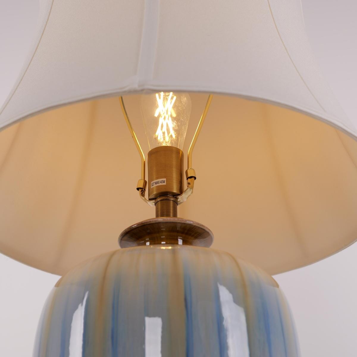 Artisan Blue Brushed Glaze Ceramic Table Lamp Decorative Lighting Lightsin UK