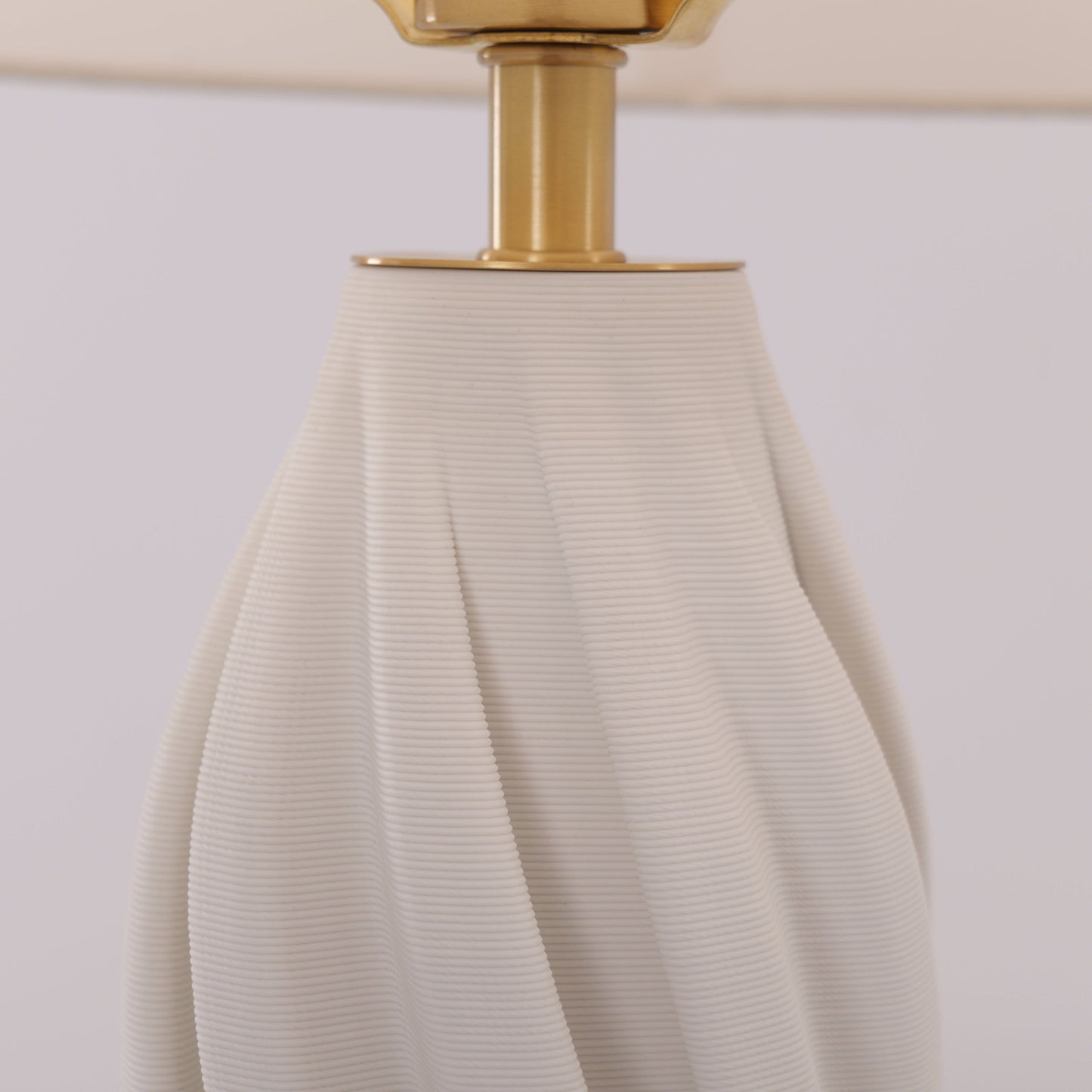 Lightsin 3D Pure White Ceramic Spiral Vase Table Lamp with Fabric Shade Lightsin UK