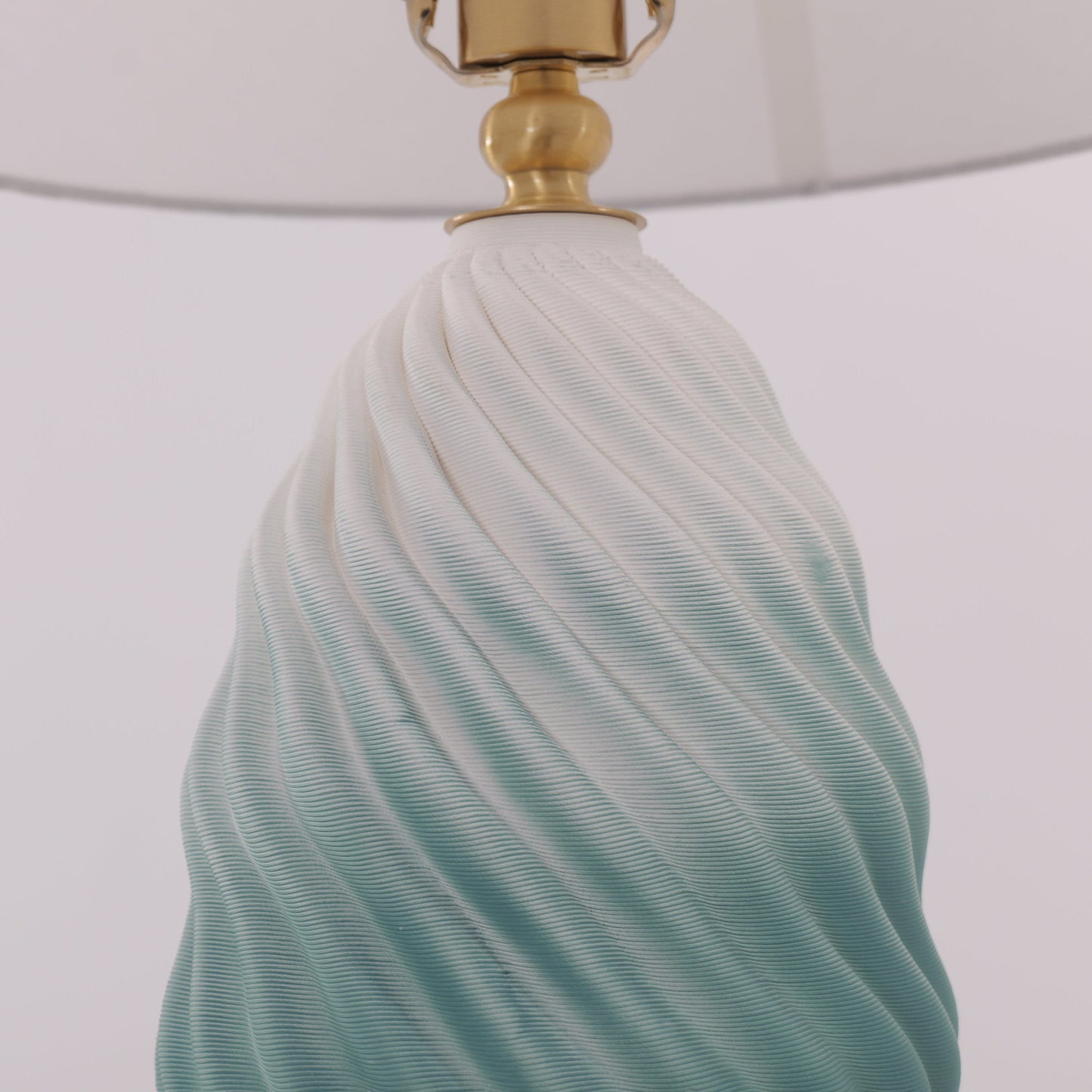 Lightsin 3D Blue Green White Gradient Threaded Ceramic Table Lamp with Fabric Shade Lightsin UK