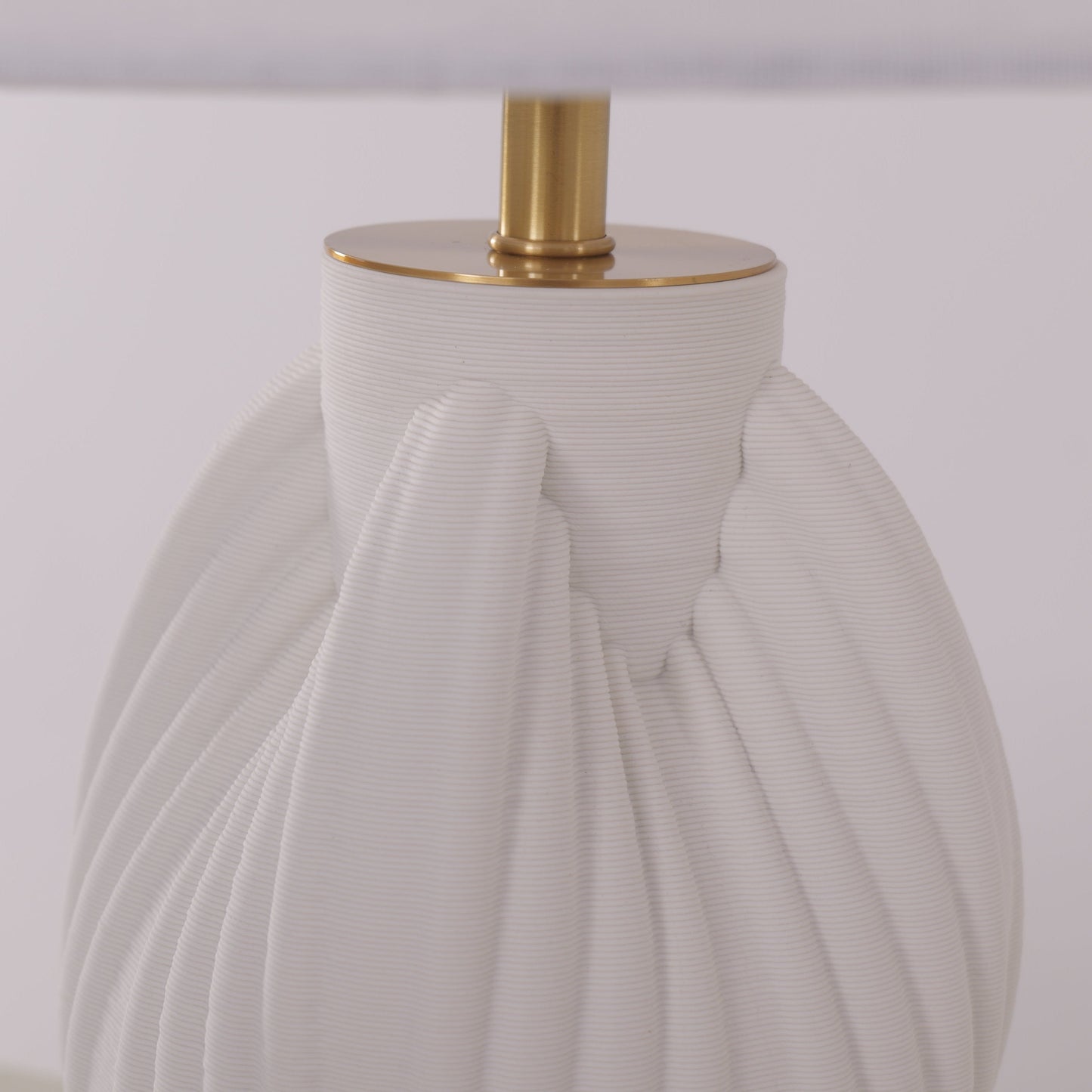 Lightsin 3D Pure White Pod Threaded Ceramic Table Lamp with Fabric Shade Lightsin UK