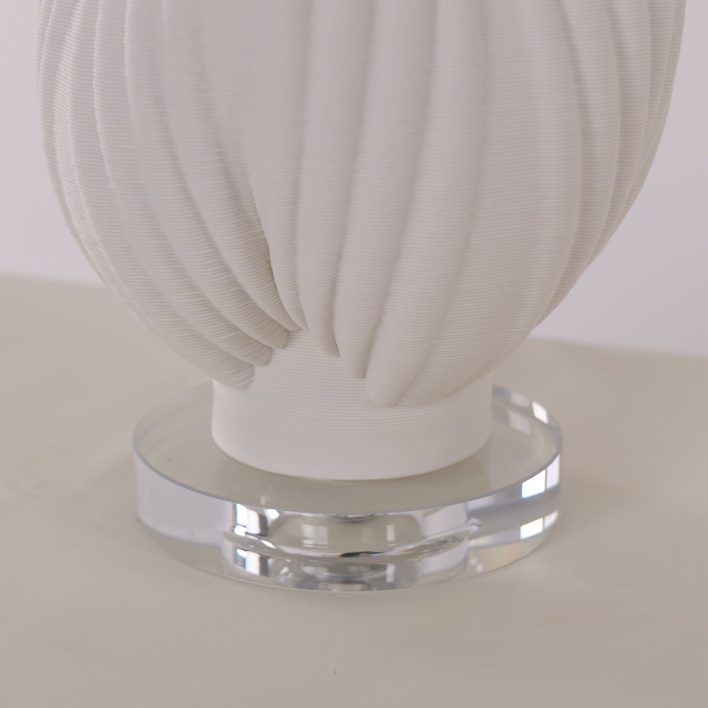 Lightsin 3D Pure White Pod Threaded Ceramic Table Lamp with Fabric Shade Lightsin UK