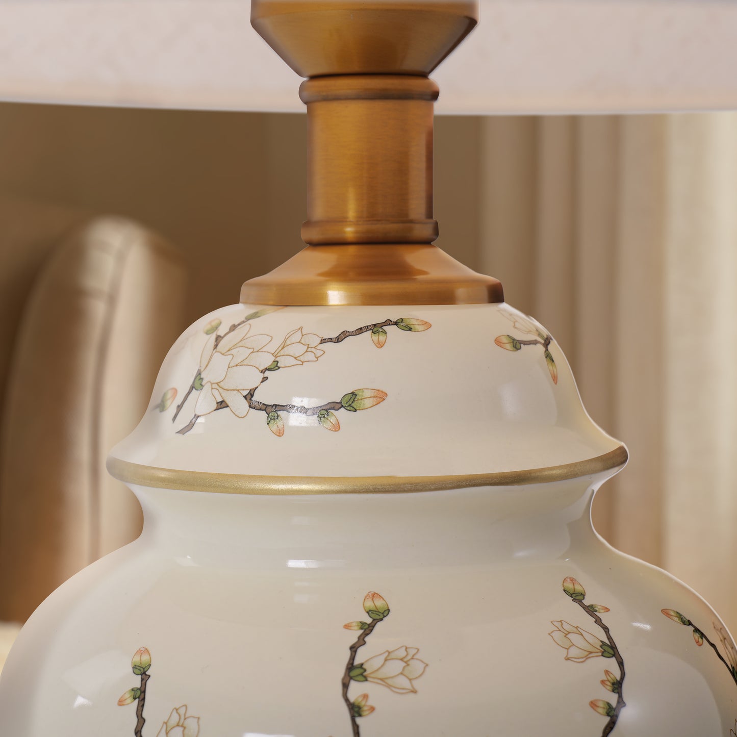 Lightsin Chinoiserie Hand-Painted Ceramic Ginger Jar Table Lamp