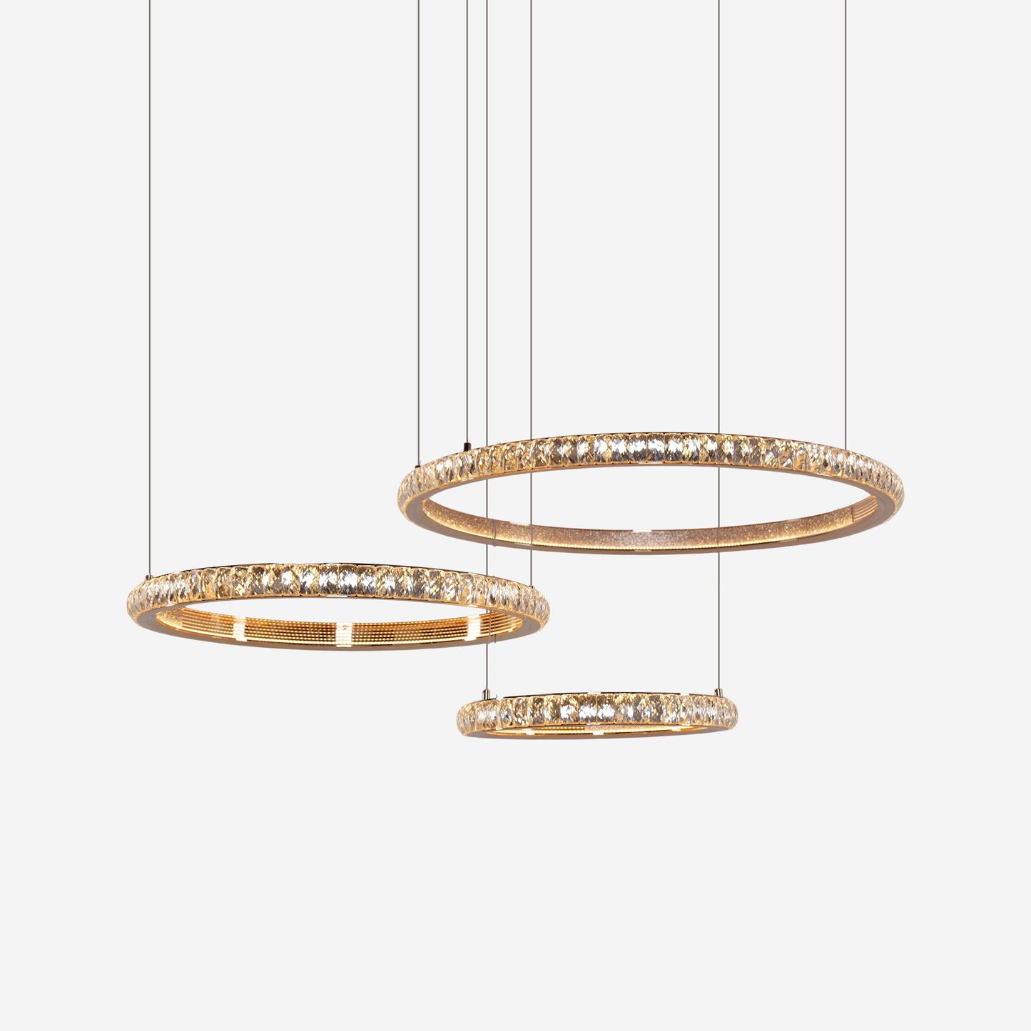 Lightsin Modern Crystal LED Triple-Ring Pendant Light Lightsin UK