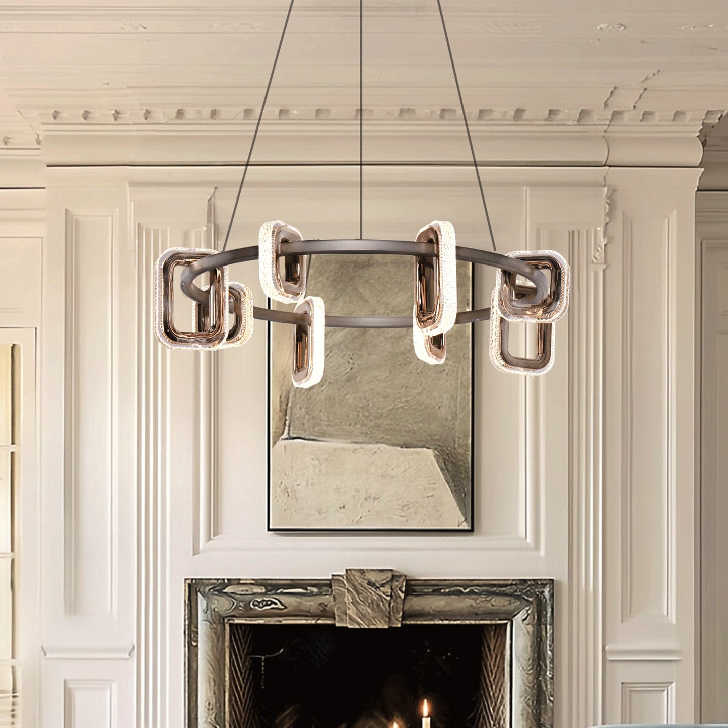 Lightsin Gold Geometric LED Pendant Light with Acrylic Accents Lightsin UK