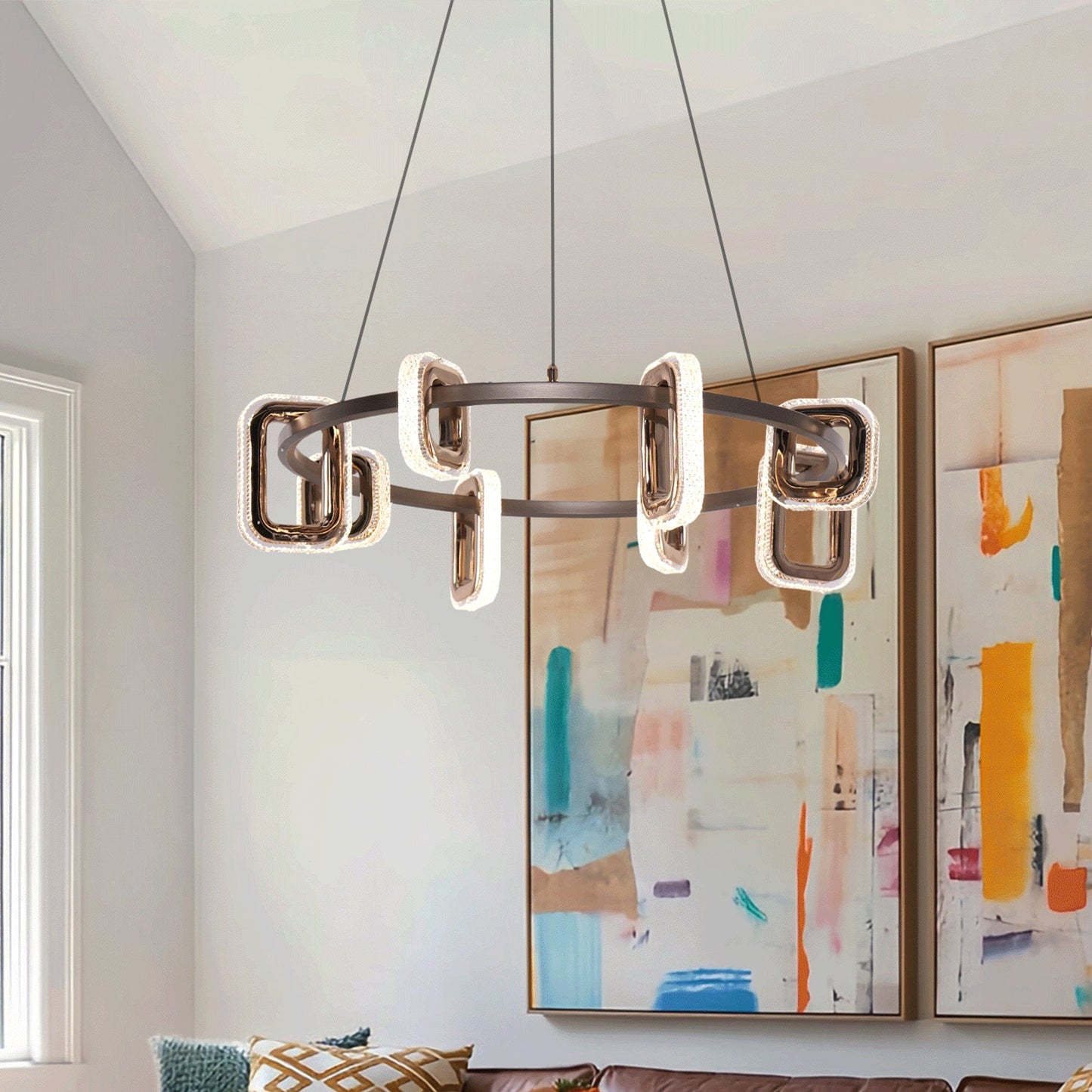 Lightsin Gold Geometric LED Pendant Light with Acrylic Accents Lightsin UK