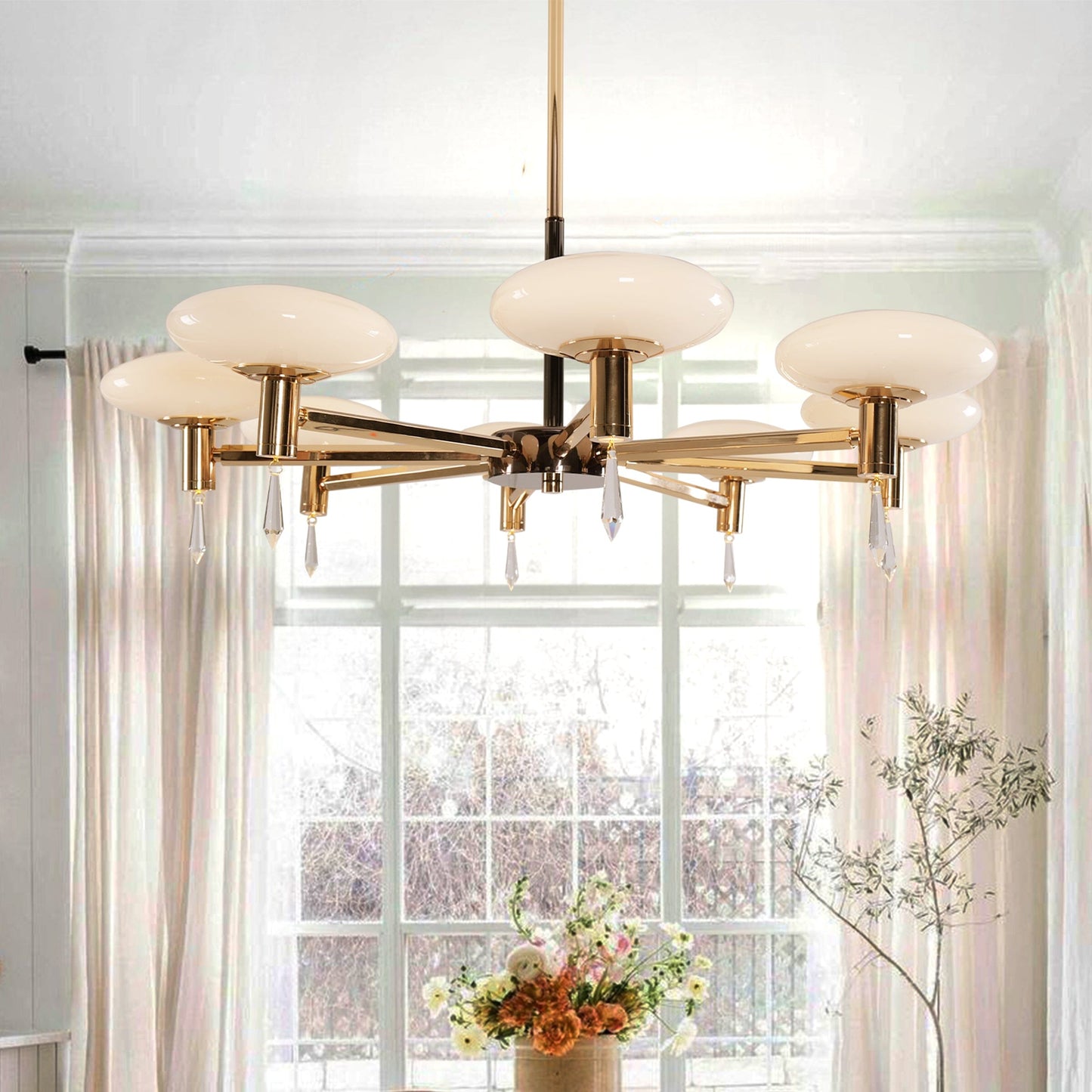 Lightsin Modern Gold LED Chandelier with Glass Shades Lightsin UK