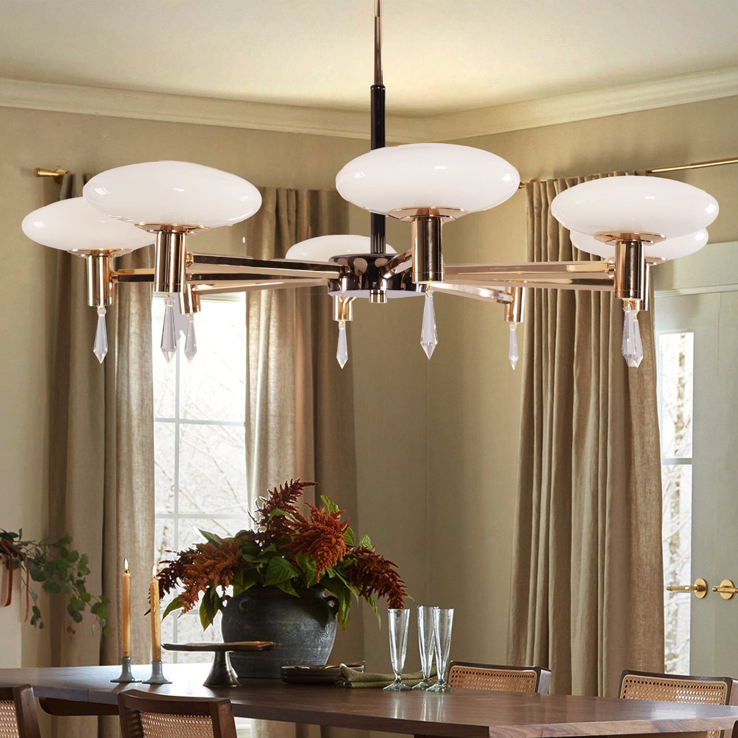 Lightsin Modern Gold LED Chandelier with Glass Shades Lightsin UK In Stock