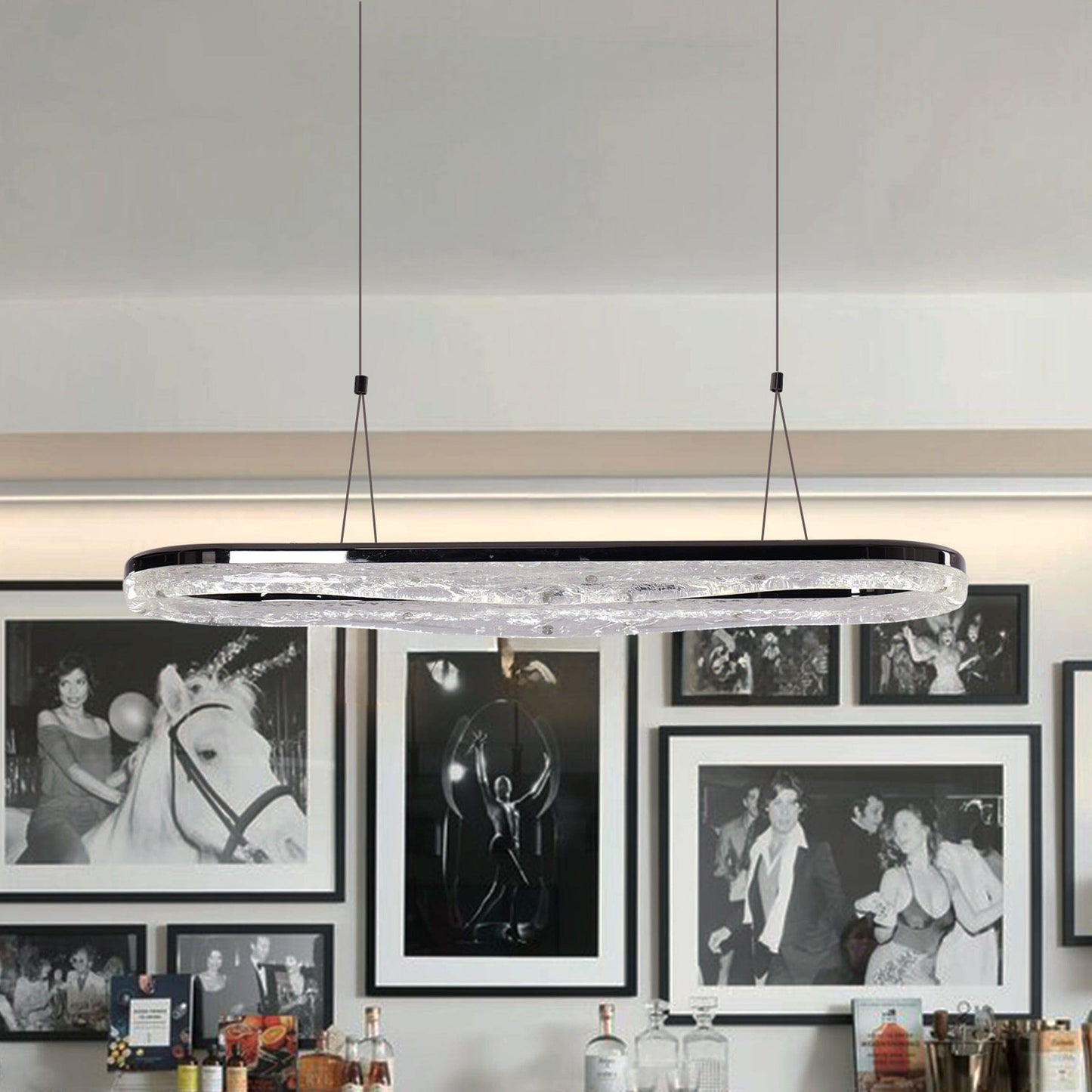 Lightsin Sleek Pearl Black LED Resin Oval Pendant Light Modern Chandelier Lighting Lightsin UK