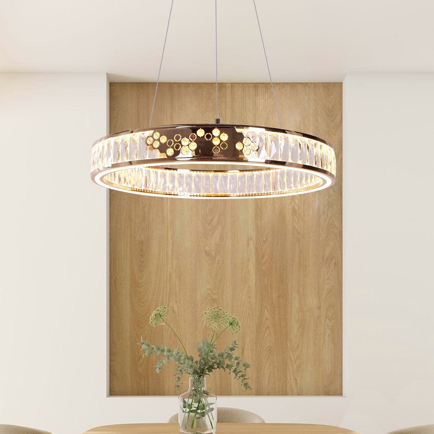 Lightsin Luxurious Gold Crystal LED Halo Pendant Light Lightsin UK