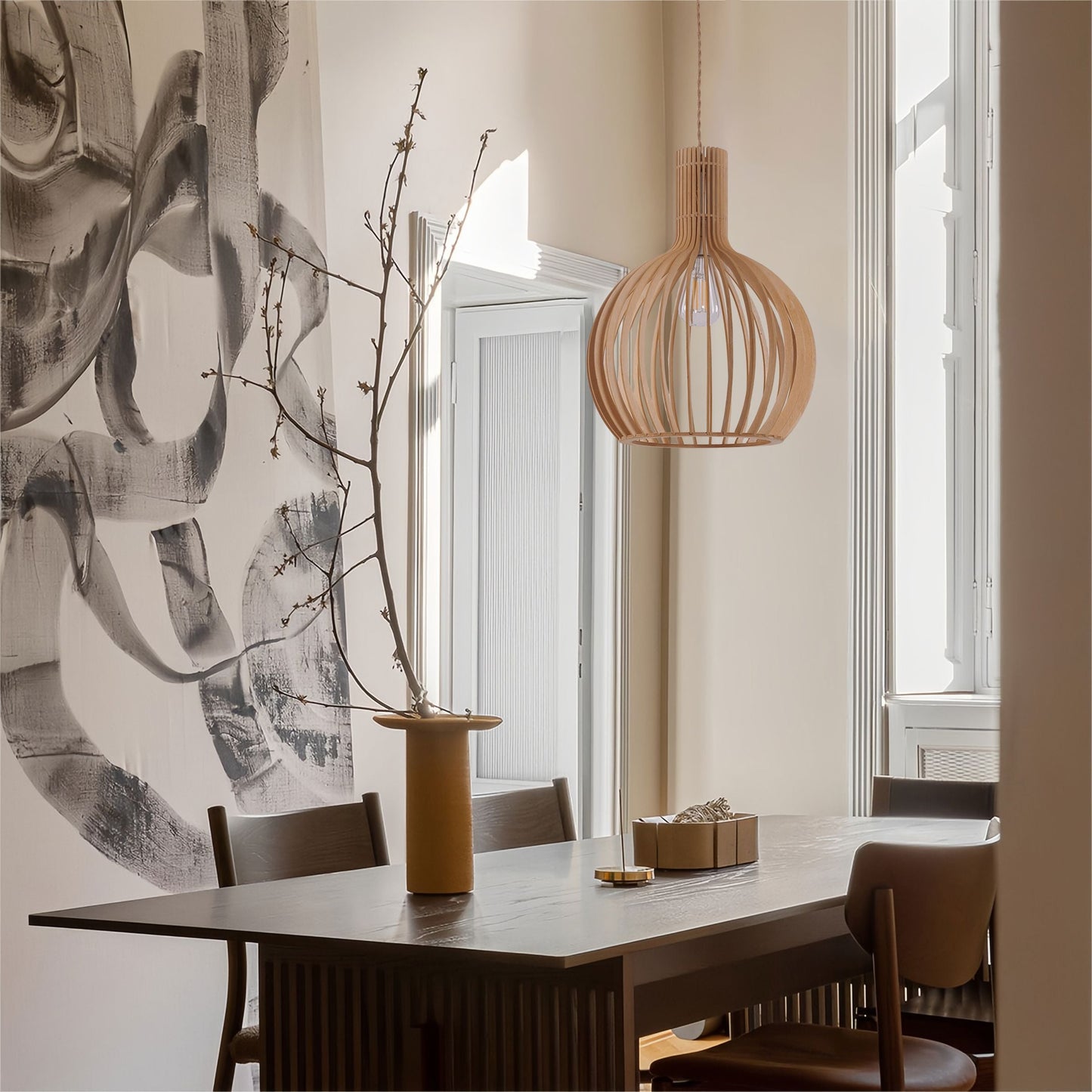 Lightsin Scandinavian LED Wooden Birdcage Pendant Light Lightsin UK