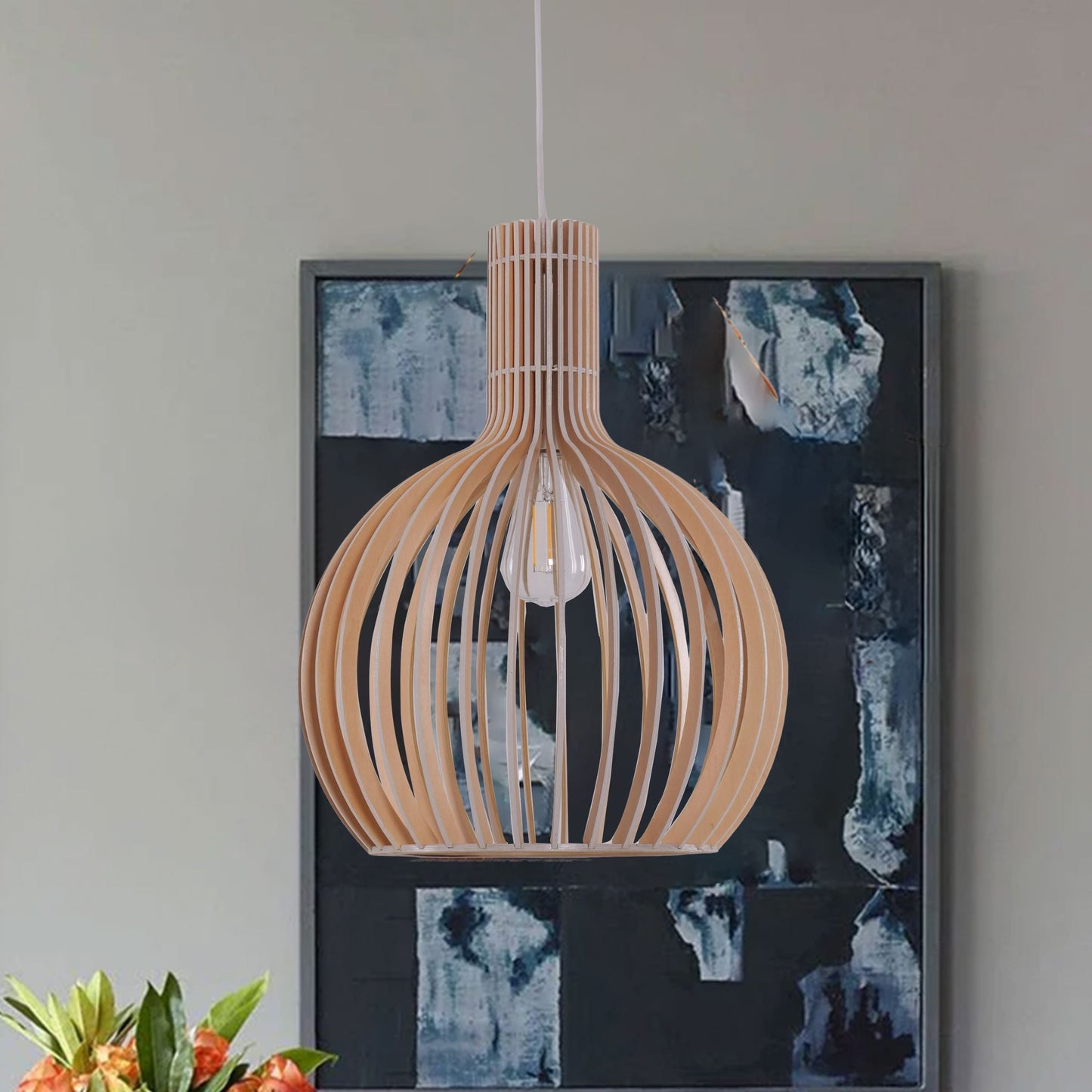 Lightsin Scandinavian LED Wooden Birdcage Pendant Light Lightsin UK