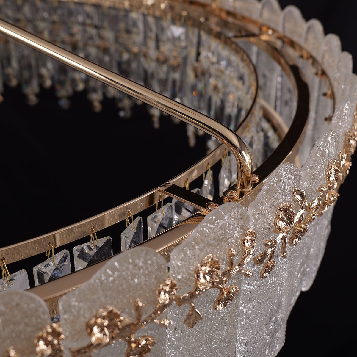 Lightsin Contemporary Crystal Pendant Light Oval and Round Dimmable Ceiling Fixture for Living Room and Hall Lightsin UK