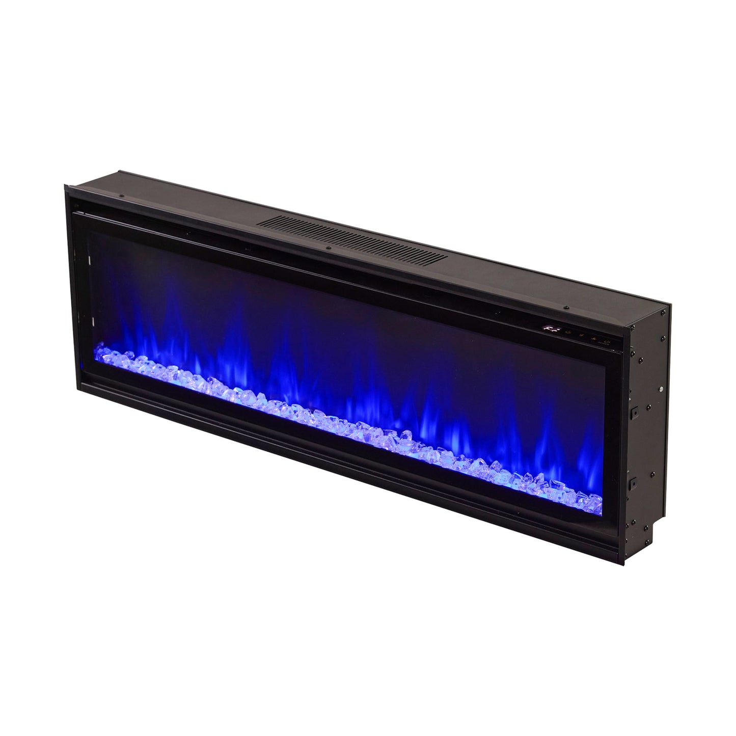 Smallbee 40/50/60inch Black Wall Mounted & Recessed Electric Fireplace with Adjustable Flame & Brightness