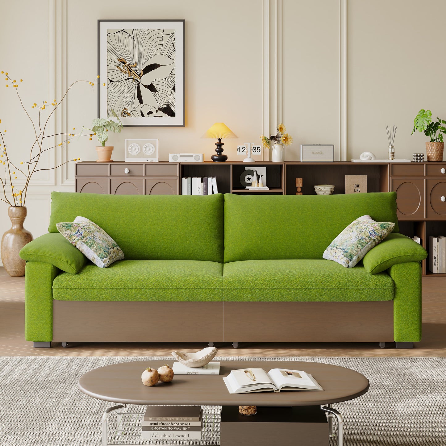 Luxurious Solid Wood Versatile 2-seater Pull Out Sofa Bed