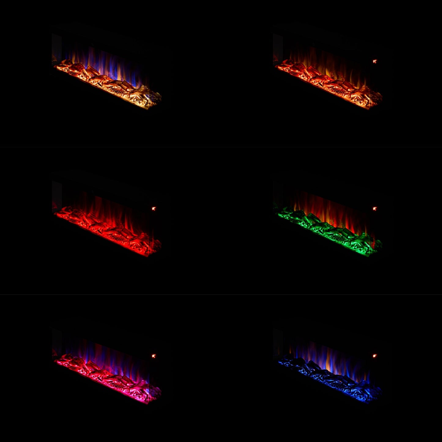 Smallbee 42/48/56/72inch 3-Sided Black/White Electric Fireplace with Remote Control, WiFi Function, Adjustable LED Flames and Heating Modes