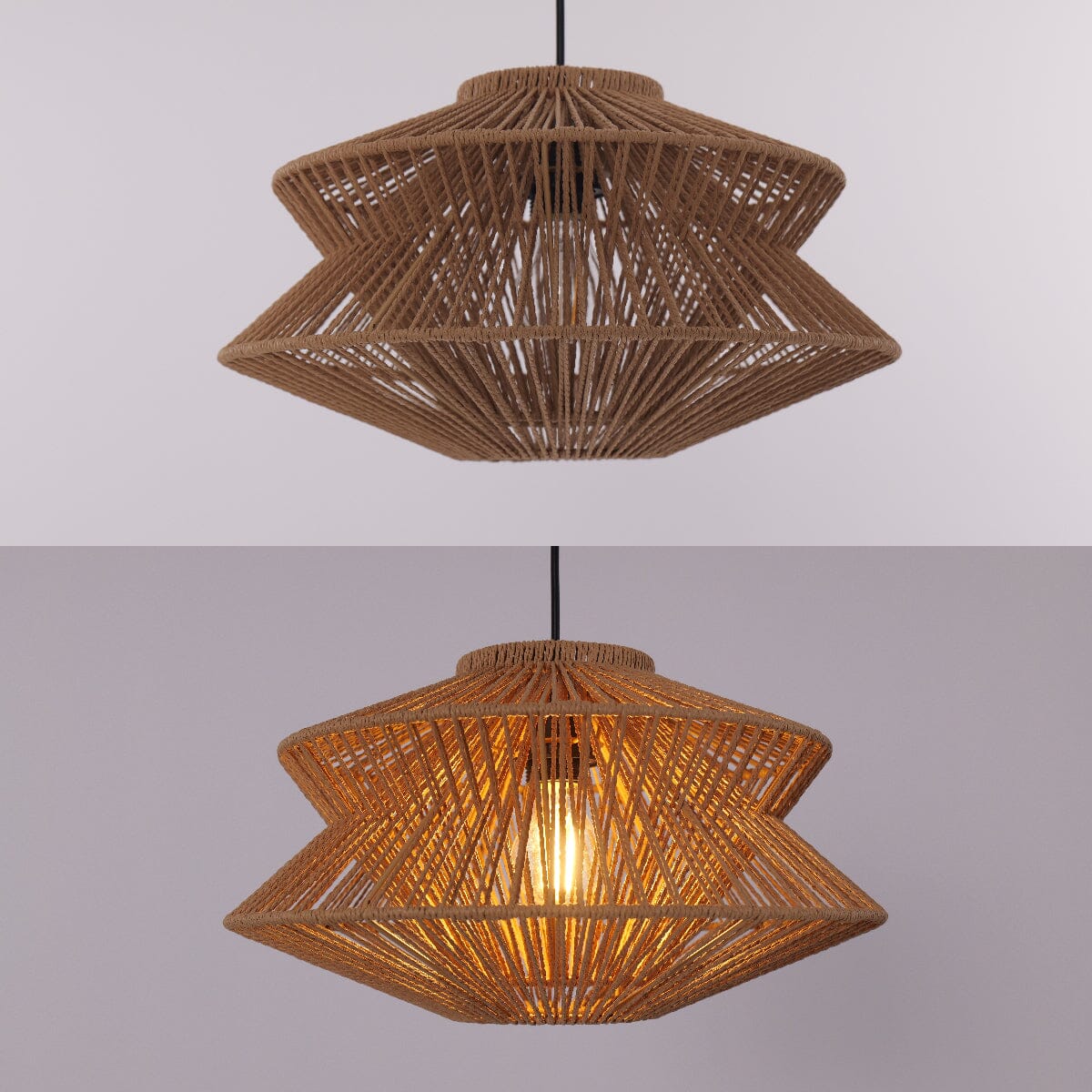 Lightsin Khaki Handwoven Paper Rope Pendant Light with Iron Frame Lightsin UK