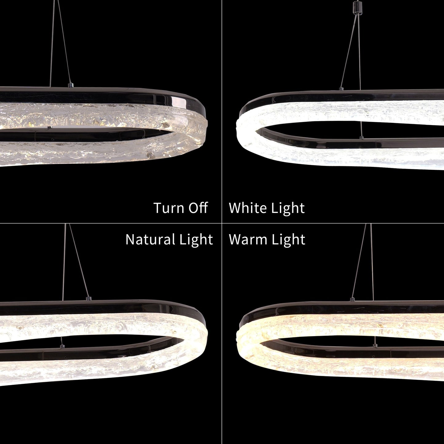 Lightsin Sleek Pearl Black LED Resin Oval Pendant Light Modern Chandelier Lighting Lightsin UK