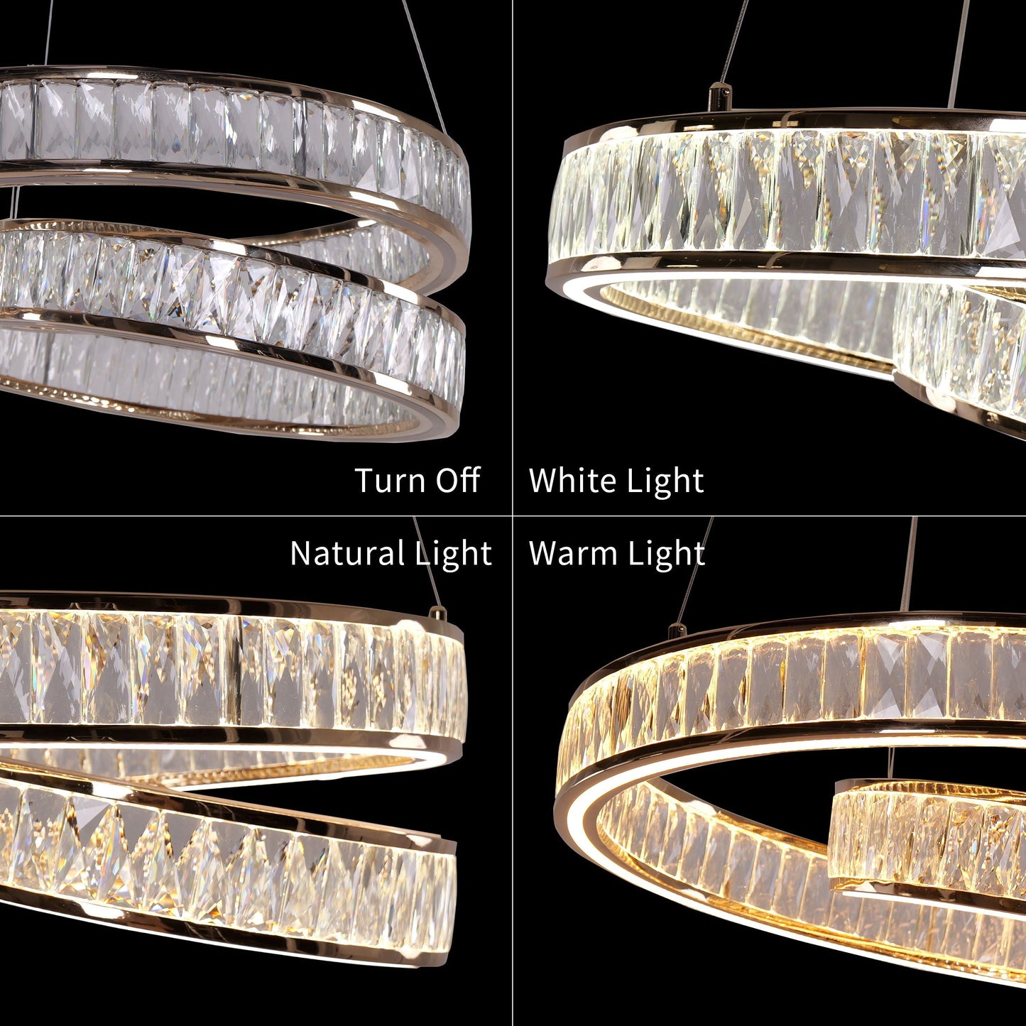 Lightsin Elegant Gold Crystal Swirl Pendant Light Lightsin UK